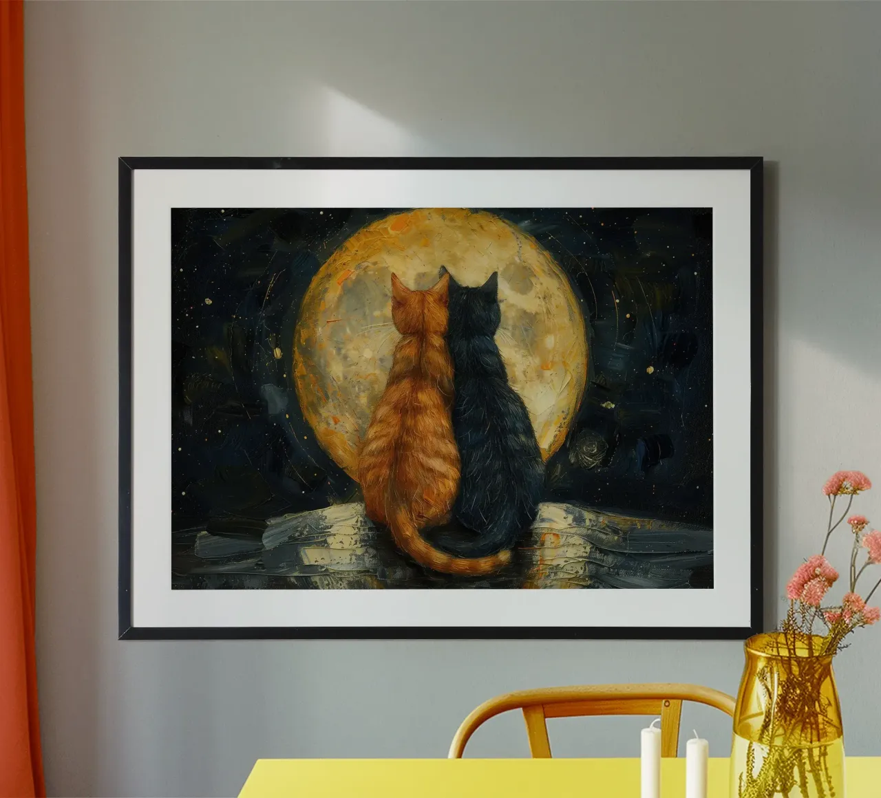 gatti poster con telaio in legno da Abstract Botanical Art