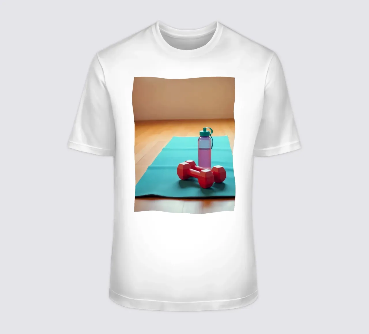 Elementi essenziali per l'allenamento su un tappetino per esercizi in una luminosa spa interna t-shirt da DesignDoodle