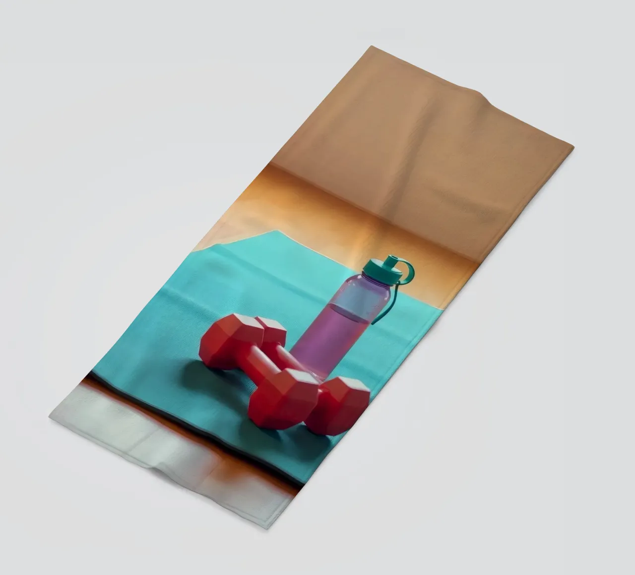 Elementi essenziali per l'allenamento su un tappetino per esercizi in una luminosa spa interna telo mare da DesignDoodle