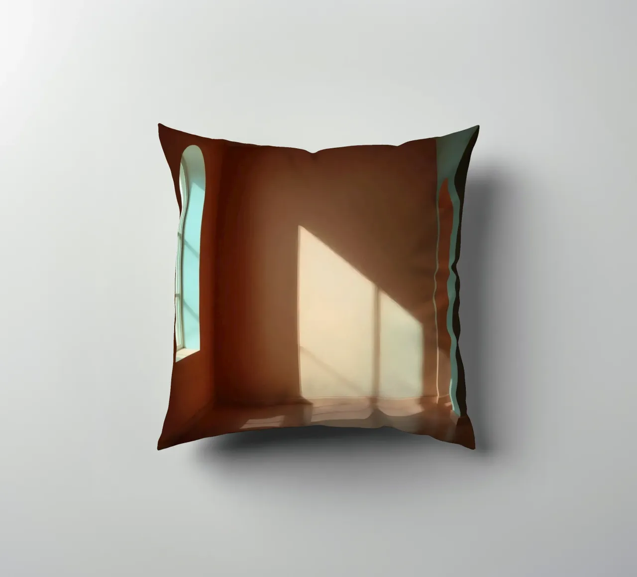 Bright sunlight streams through arched windows decorative cushion by DesignDoodle
