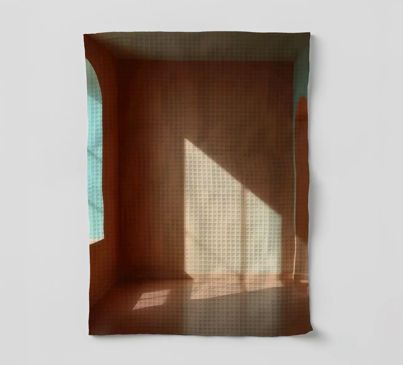 Helles Sonnenlicht strömt durch gewölbte Fenster Geschirrtuch von DesignDoodle
