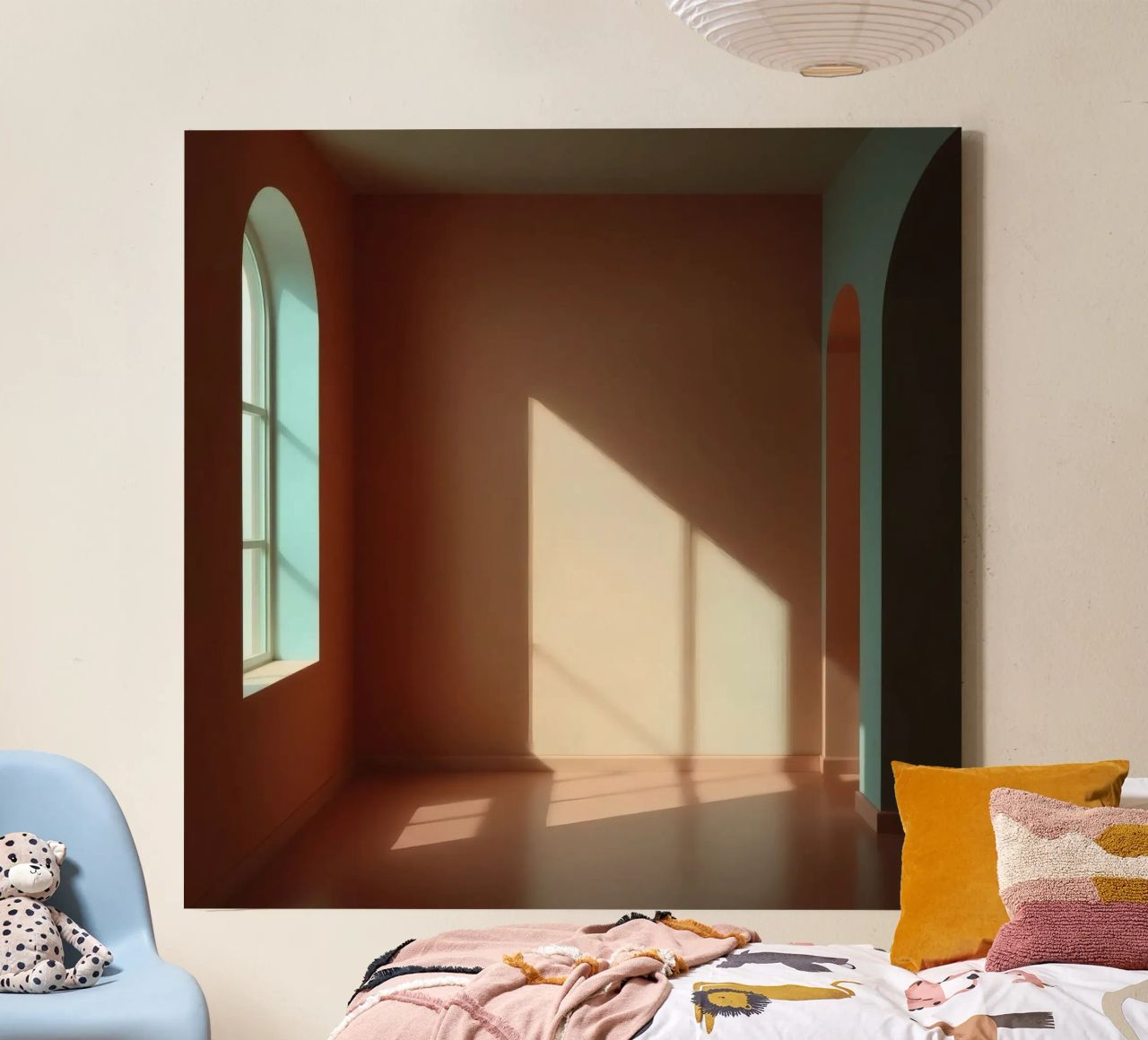 La luce del sole filtra attraverso le finestre ad arco tela da DesignDoodle