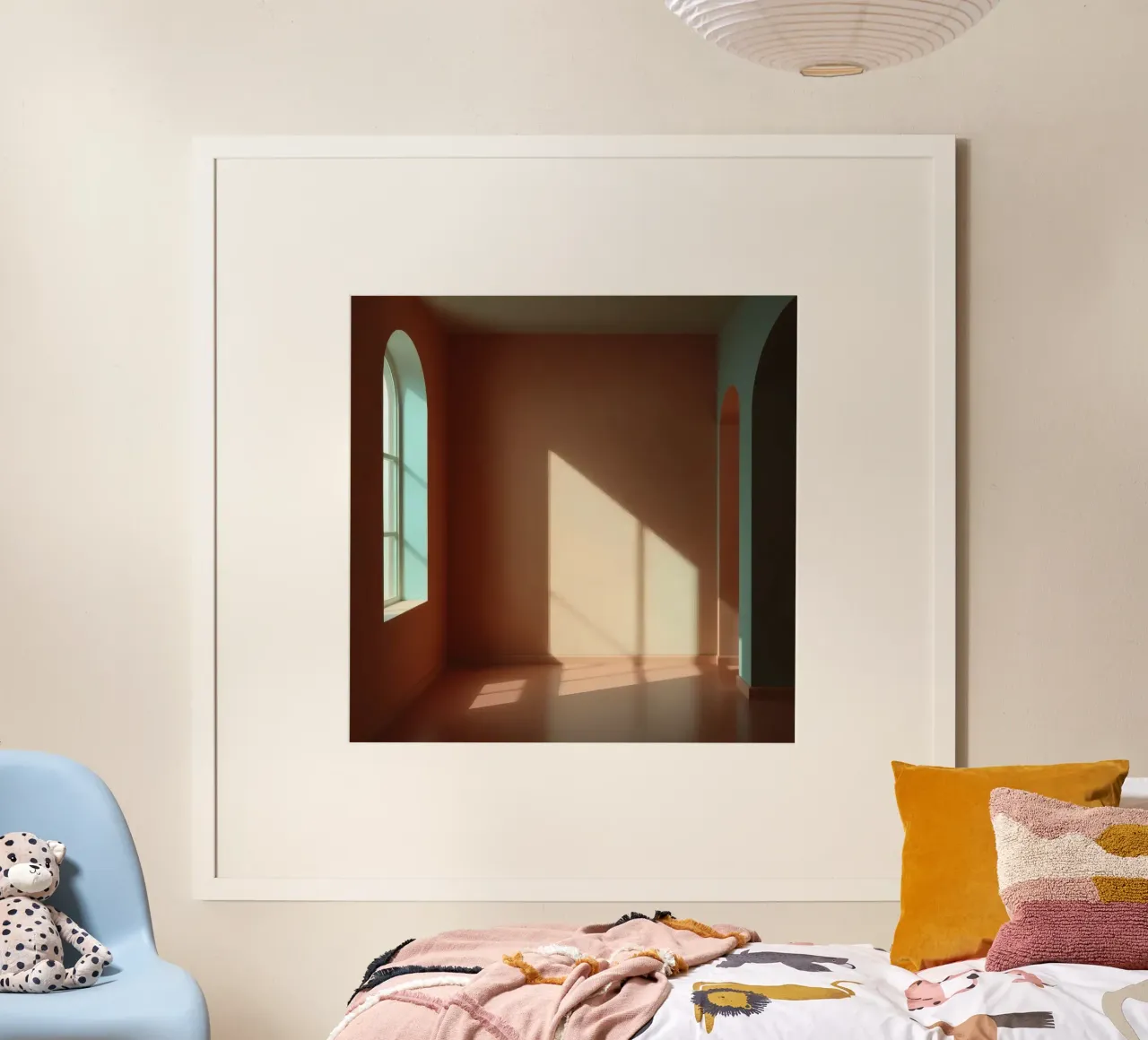 La lumière du soleil traverse les fenêtres cintrées. poster de DesignDoodle