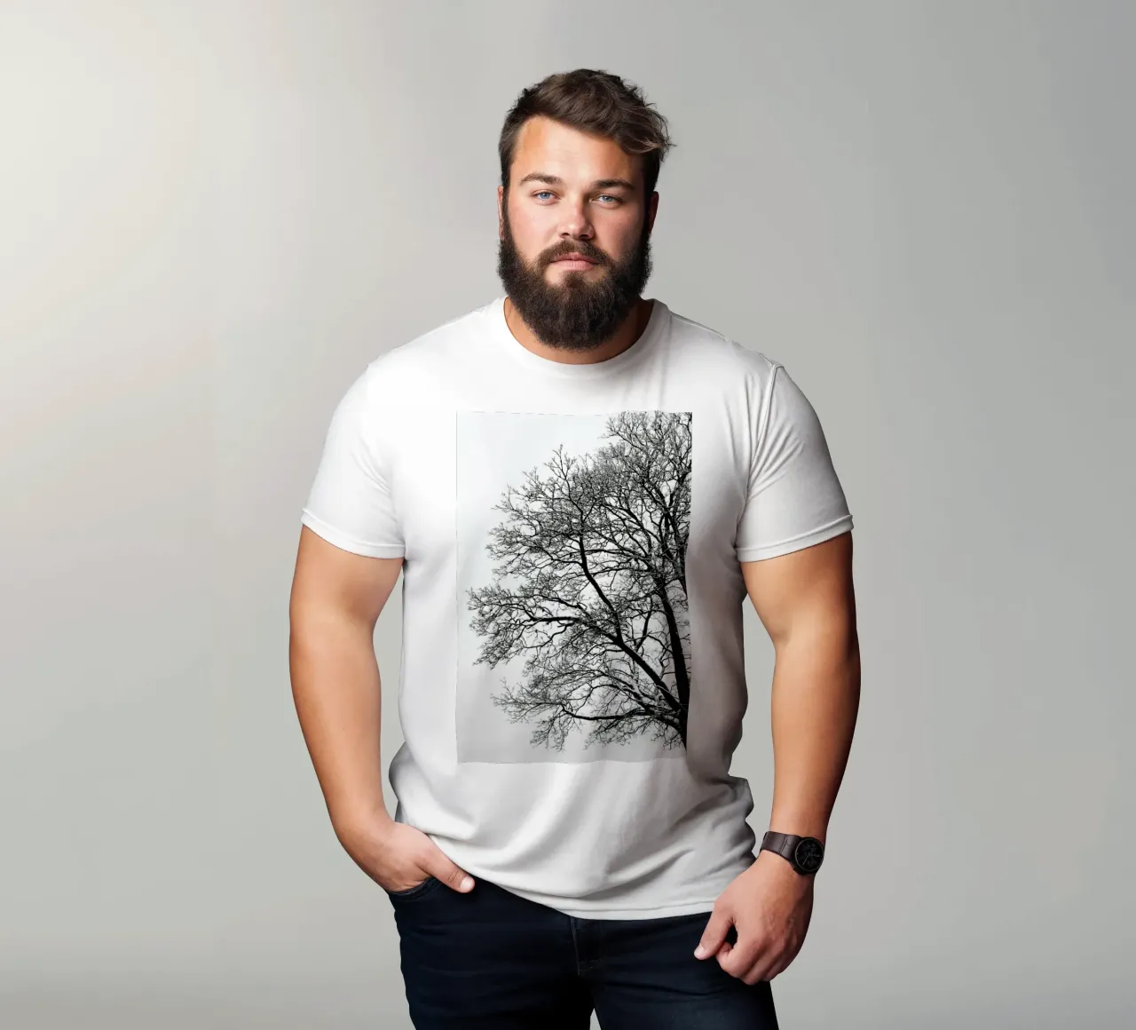 Black & White Abstract Winter Tree t-shirt da Studio Nahili