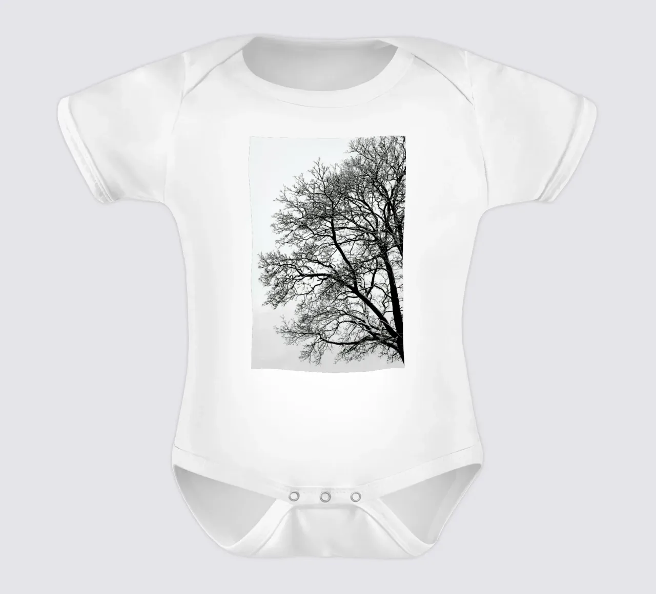 Black & White Abstract Winter Tree body neonato maniche corte da Studio Nahili