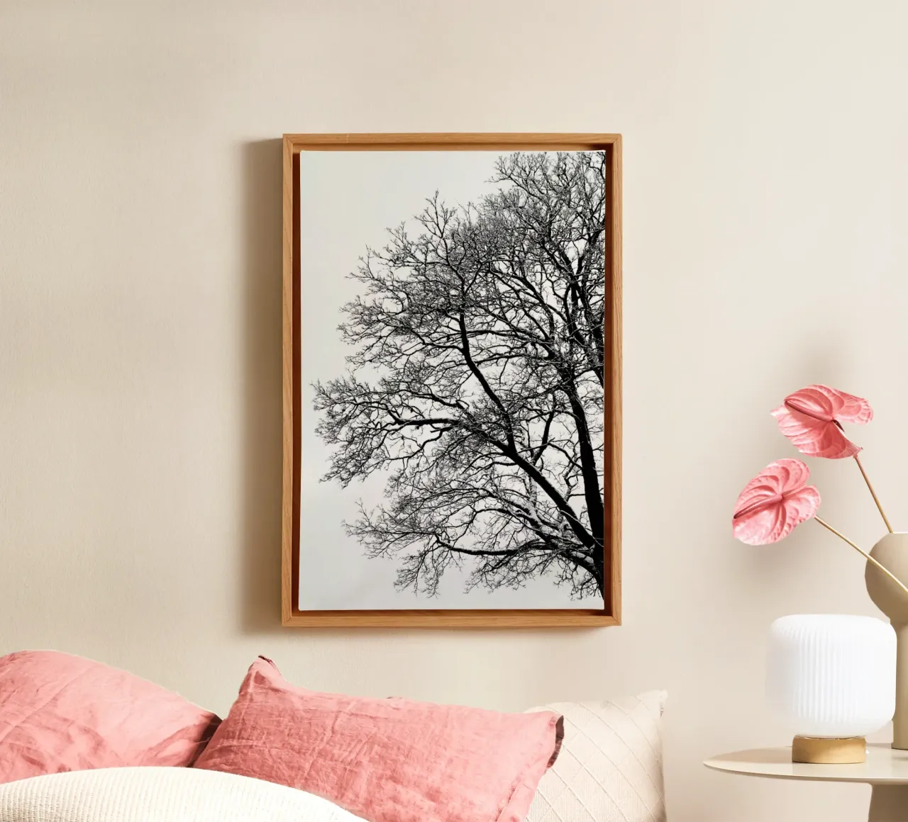 Black & White Abstract Winter Tree tela con Cornice a cassetta da Studio Nahili