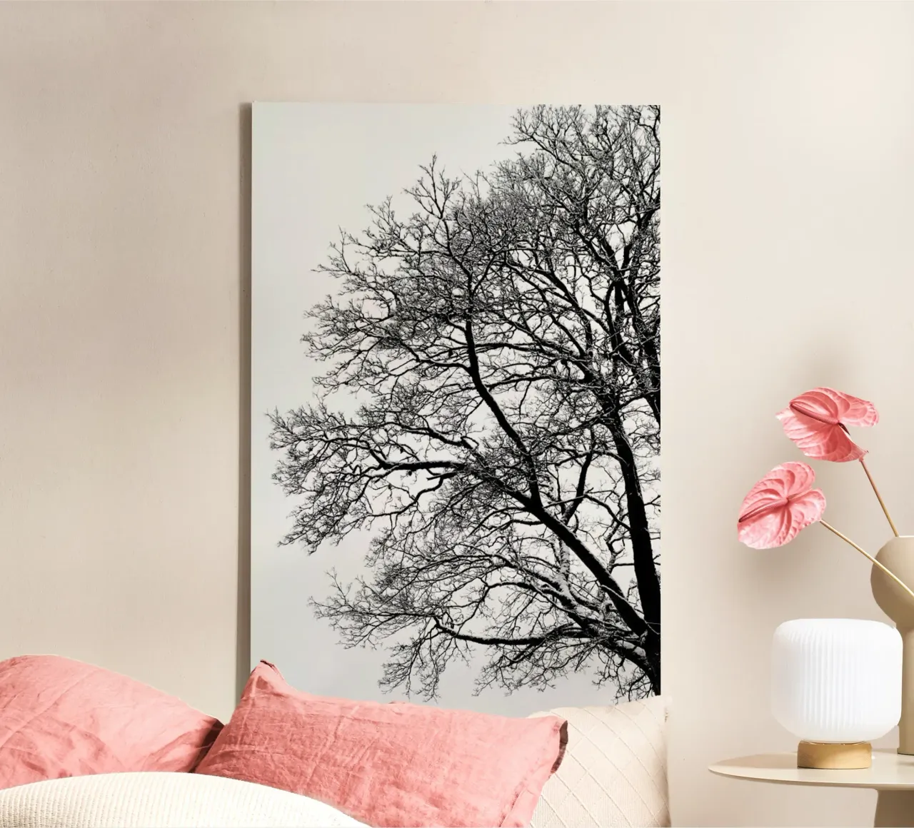 Black & White Abstract Winter Tree tela con Cornice a cassetta da Studio Nahili