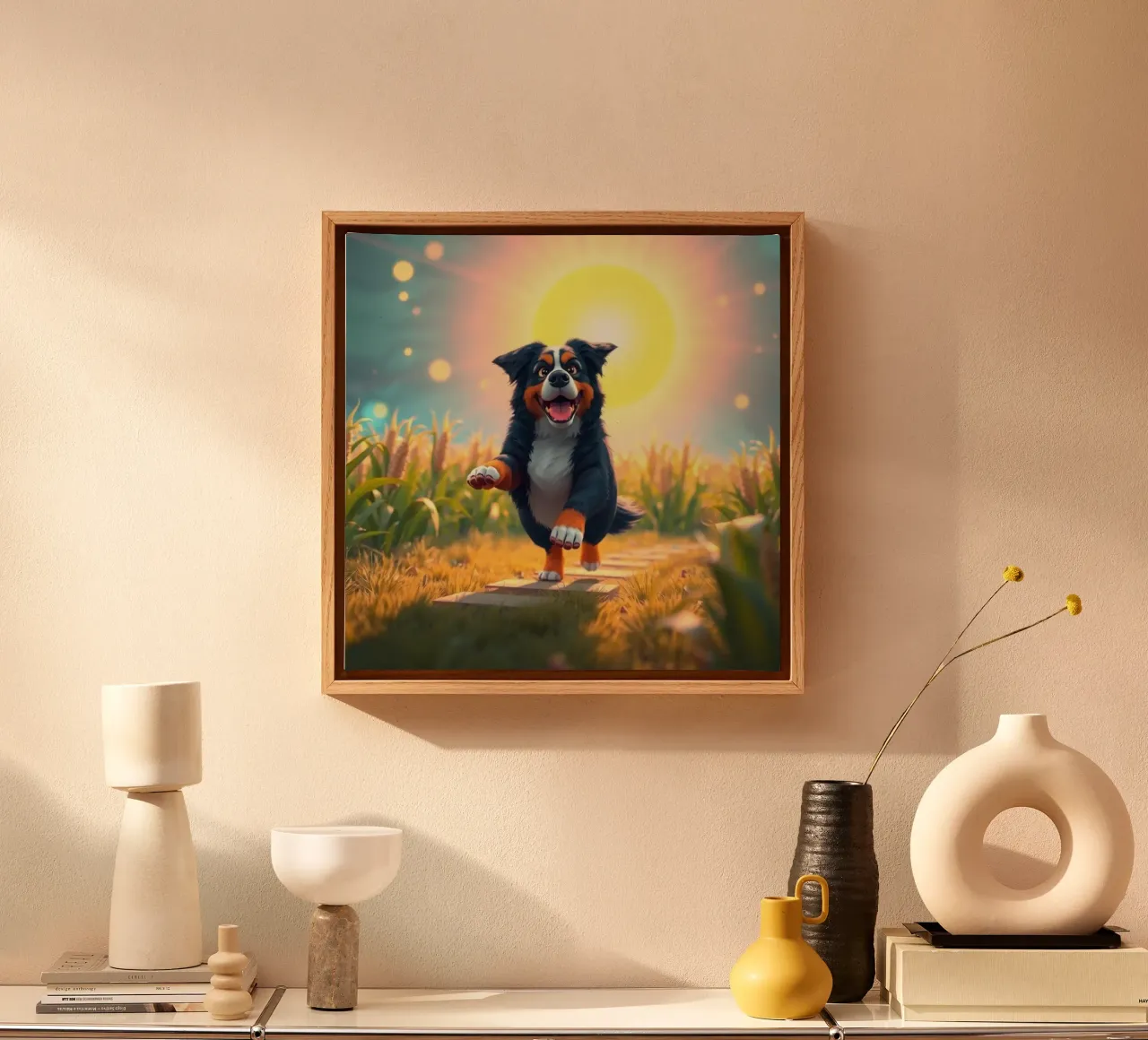 Beautiful Bernese Mountain Dog #131 canvas with Floater frame by Yumis.Beargang.and.Me