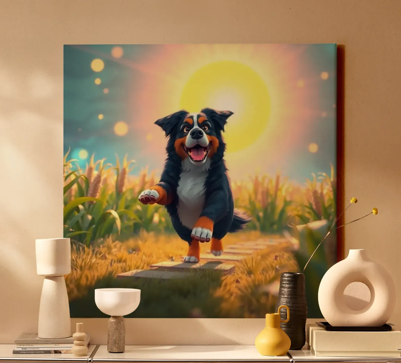 Beautiful Bernese Mountain Dog #131 canvas with Floater frame by Yumis.Beargang.and.Me