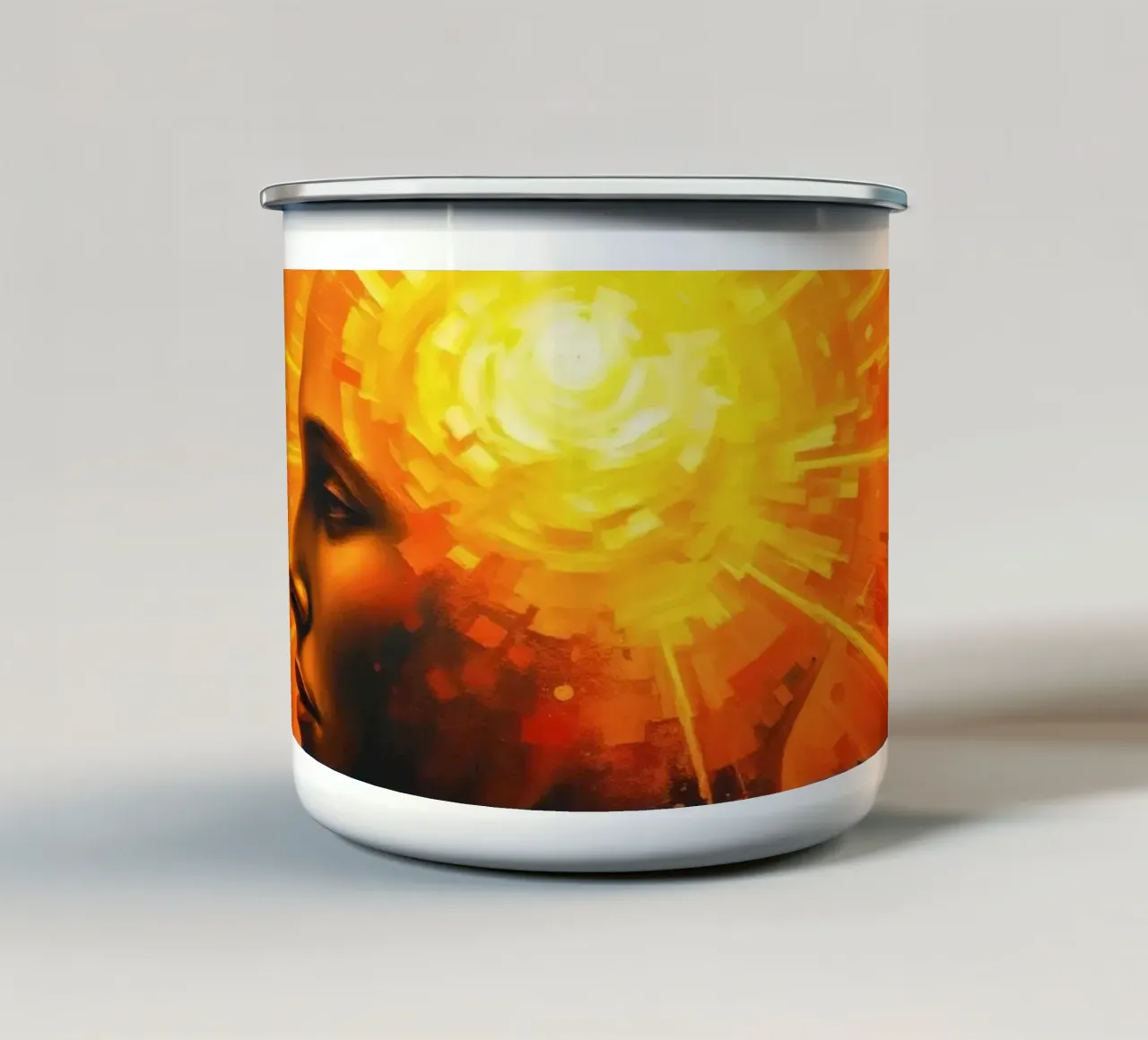L'illuminazione della mente esplode in colori vibranti tazza in smalto da DesignDoodle