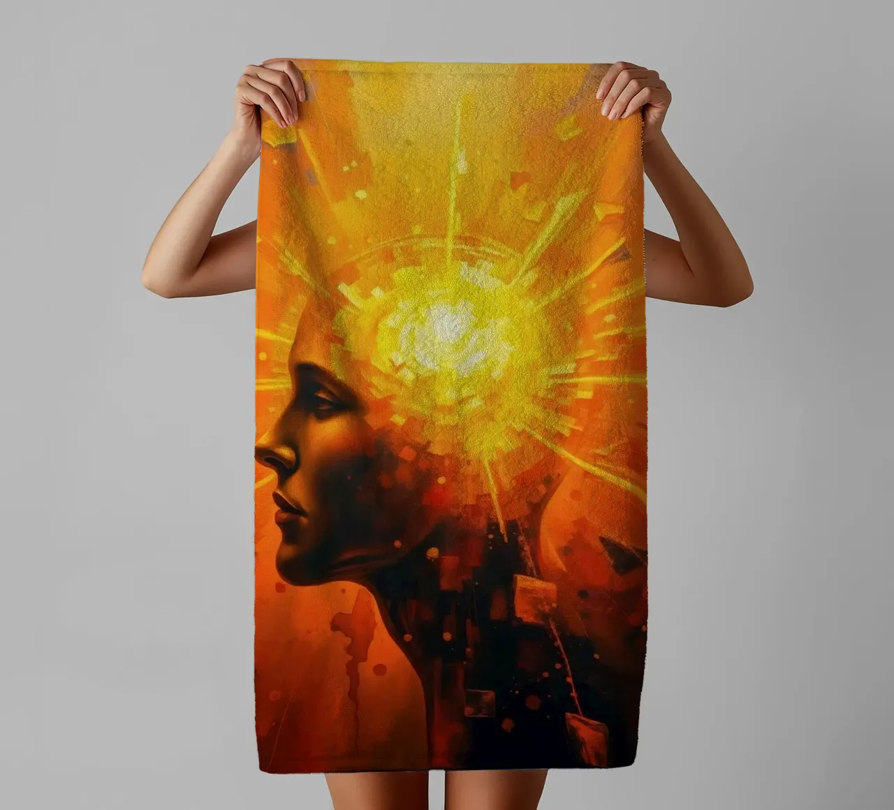 Mind's illumination bursts forth in vibrant colors towel by DesignDoodle