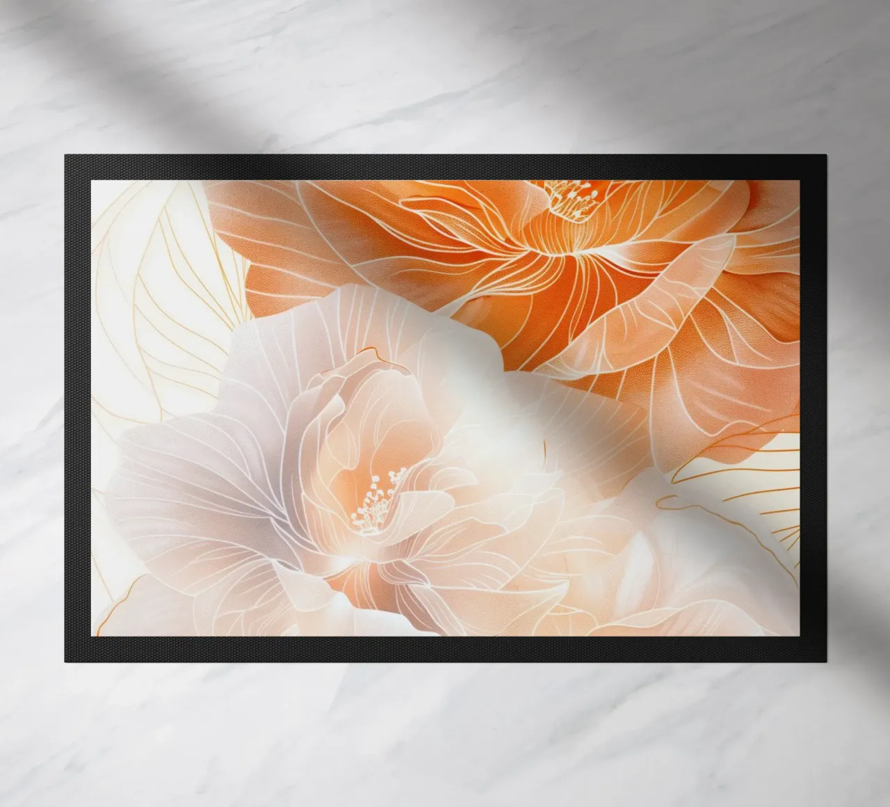 Peonies doormat by Justyna Jaszke JBJart