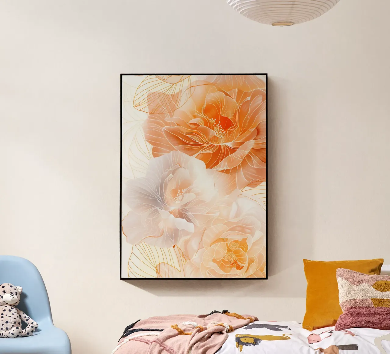 Peonies acryl van Justyna Jaszke JBJart