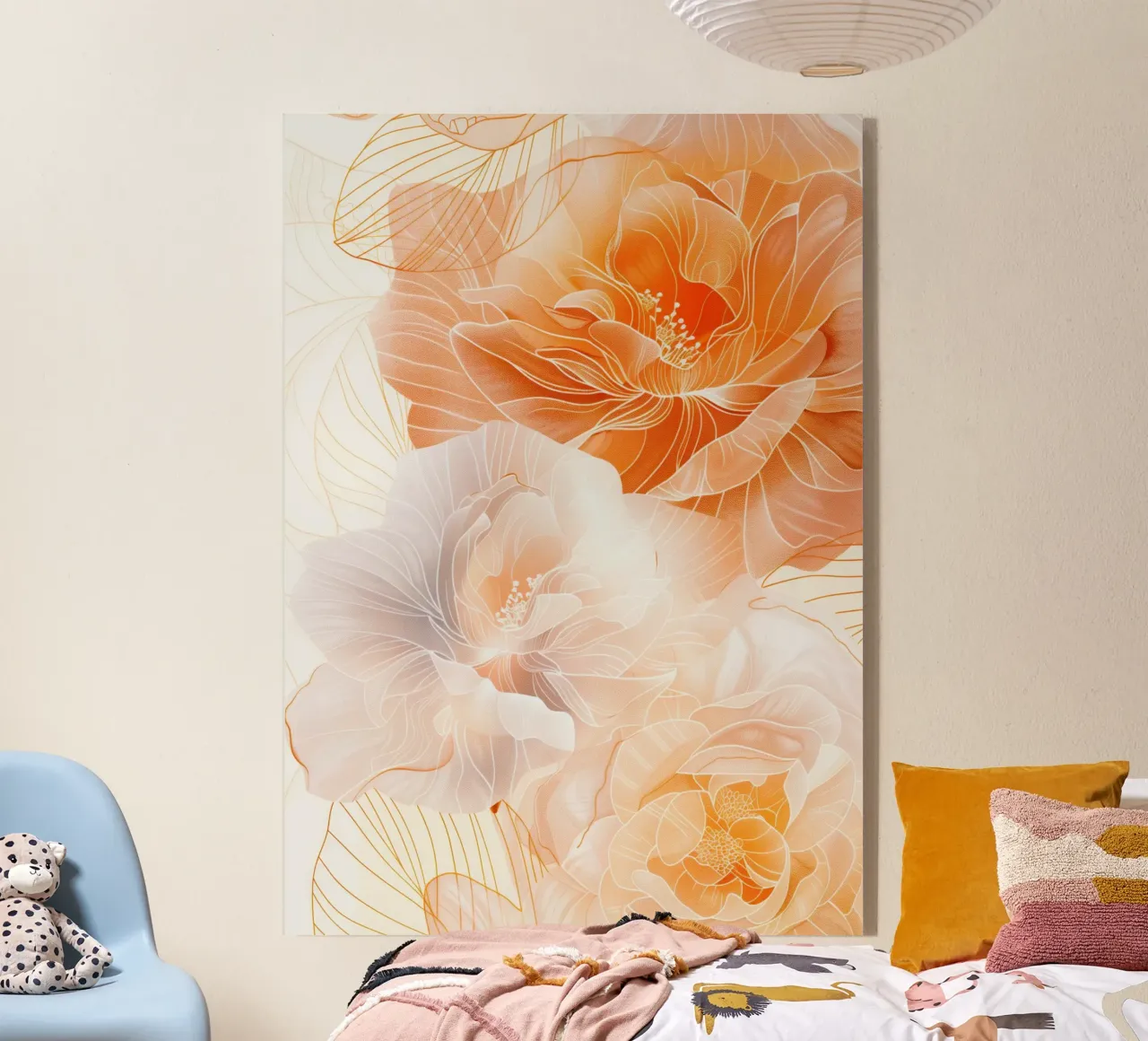 Peonies acryl van Justyna Jaszke JBJart