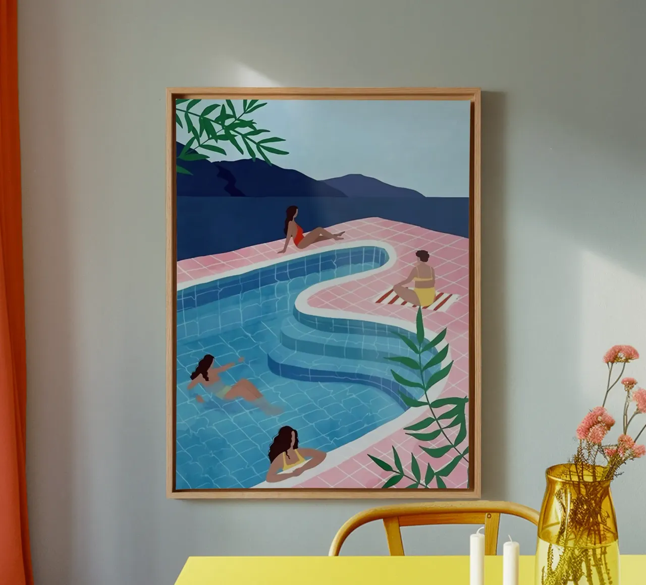Signore della piscina tela con Cornice a cassetta da khanrosie