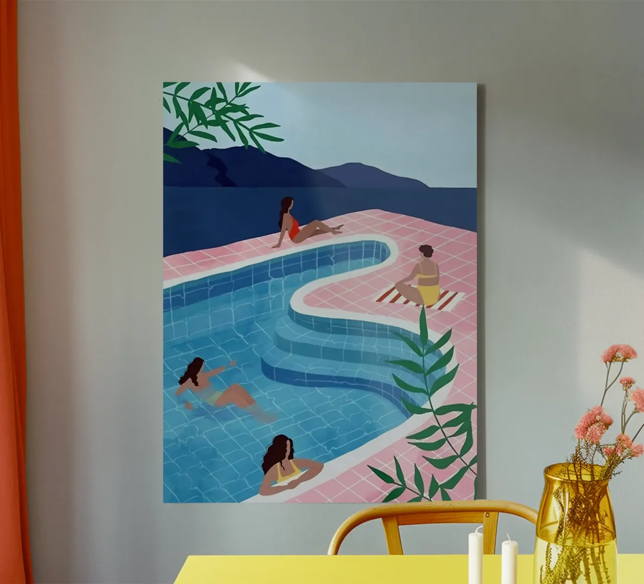 Signore della piscina tela con Cornice a cassetta da khanrosie