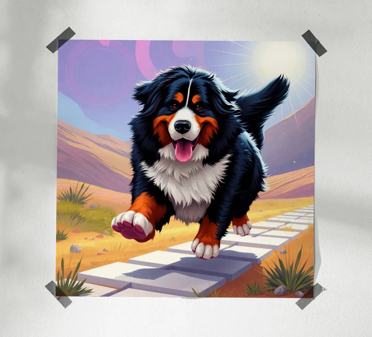 Bellissimo cane da montagna bernese #133 poster con telaio in plastica da Yumis.Beargang.and.Me