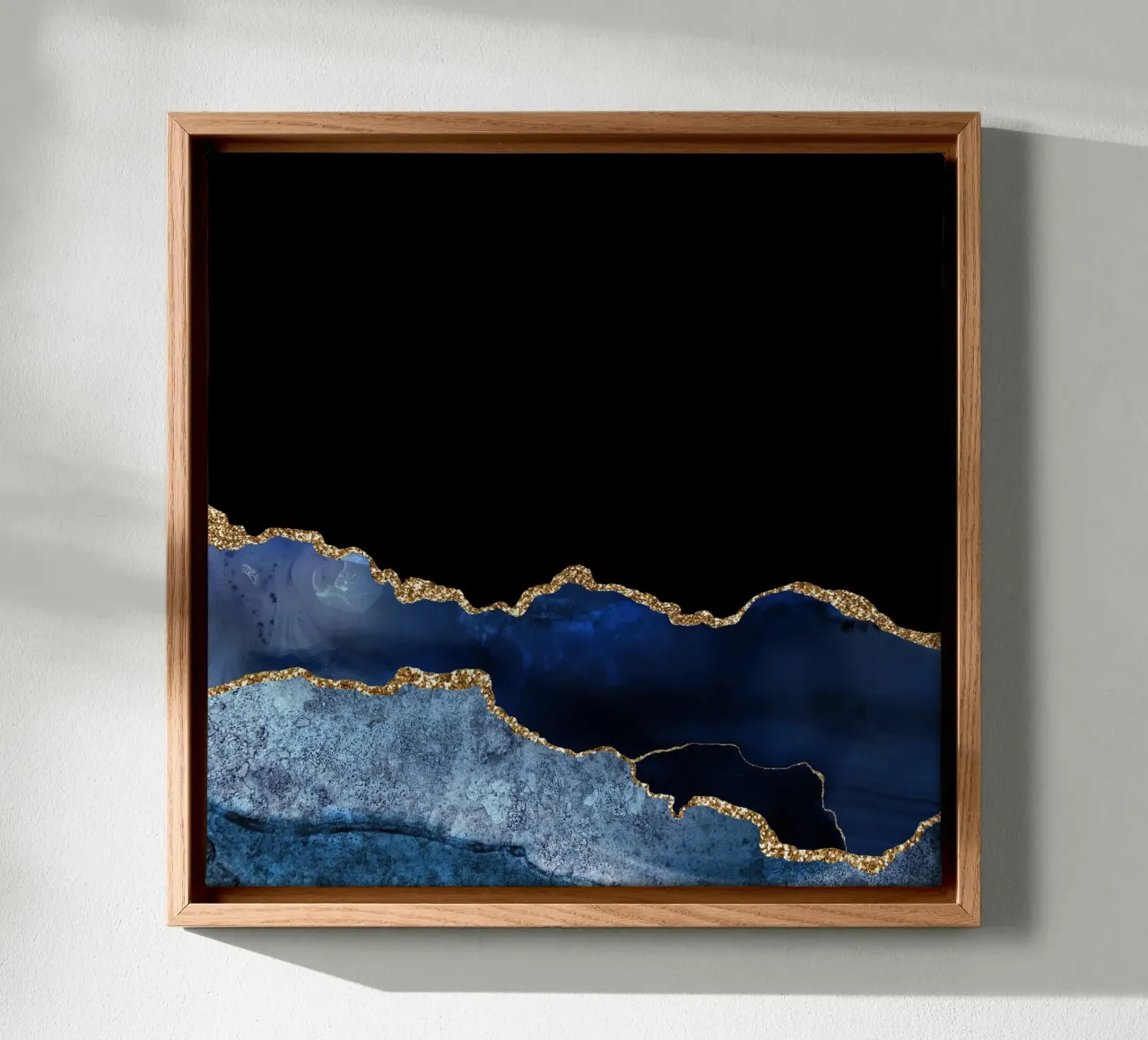 Navy & Gold Agate Texture 10 canvas with Floater frame by Gemstone Textures