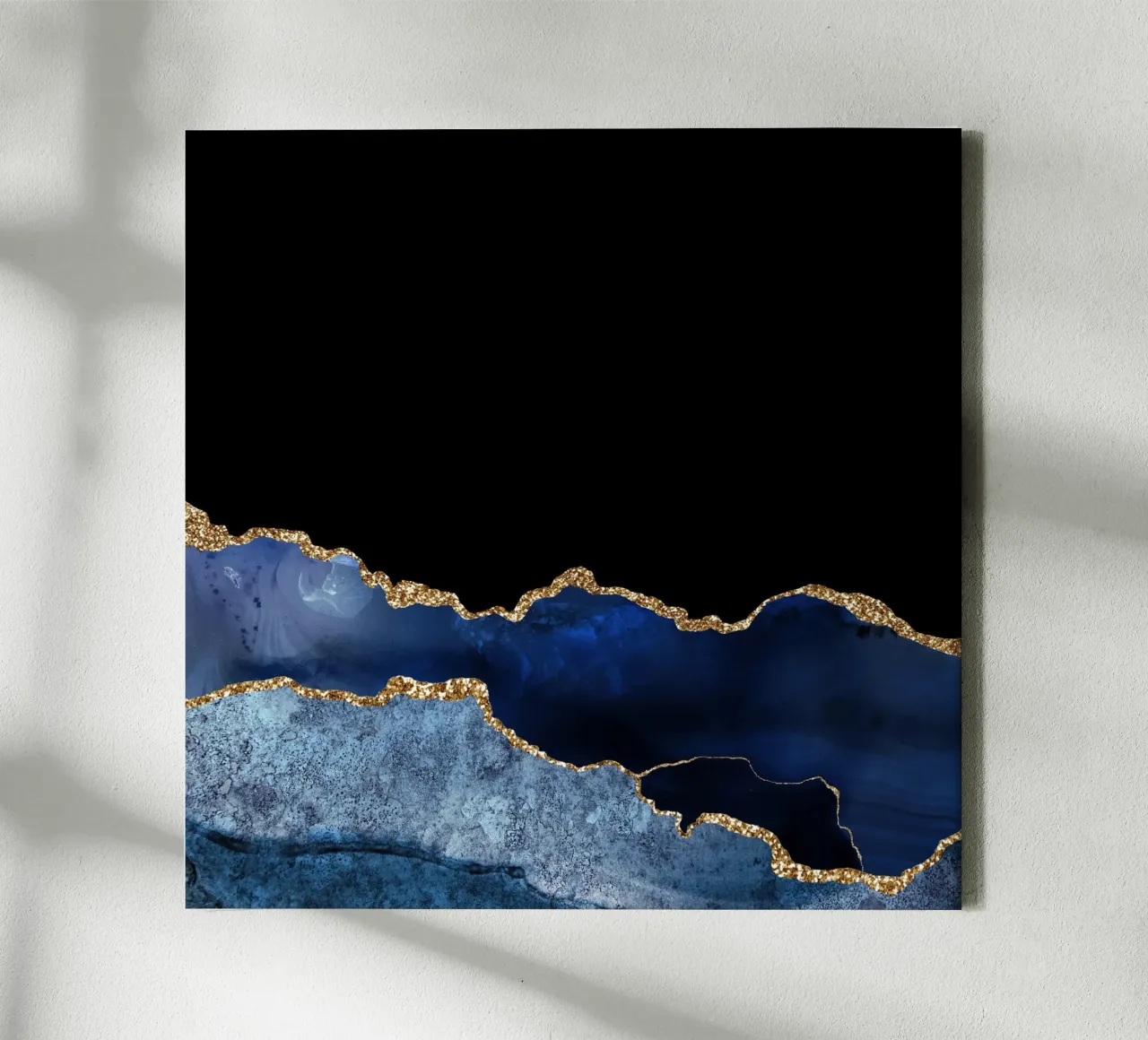 Navy & Gold Agate Texture 10 canvas with Floater frame by Gemstone Textures