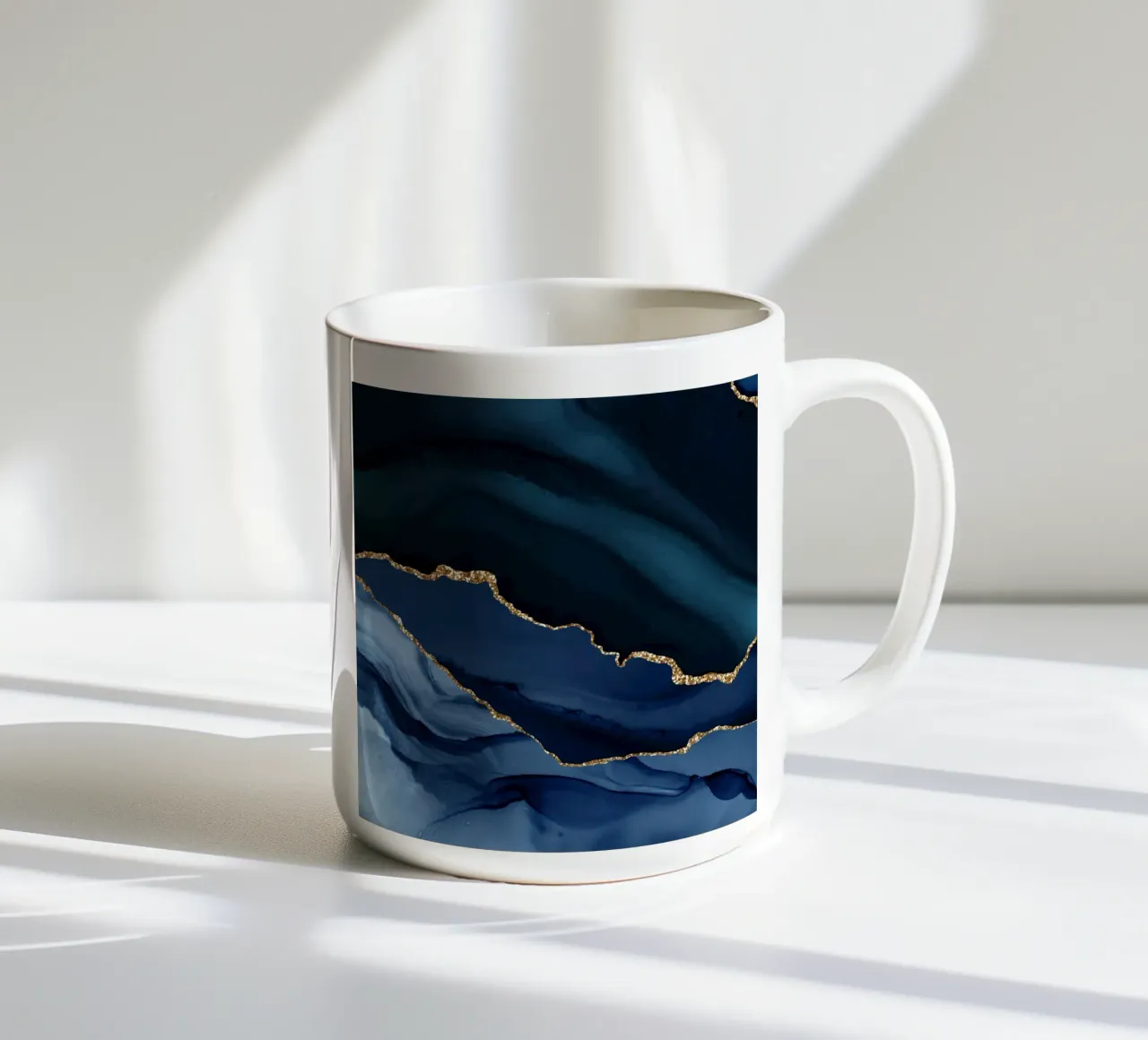 Navy & Gold Agate Texture 12 ceramic mug by Gemstone Textures