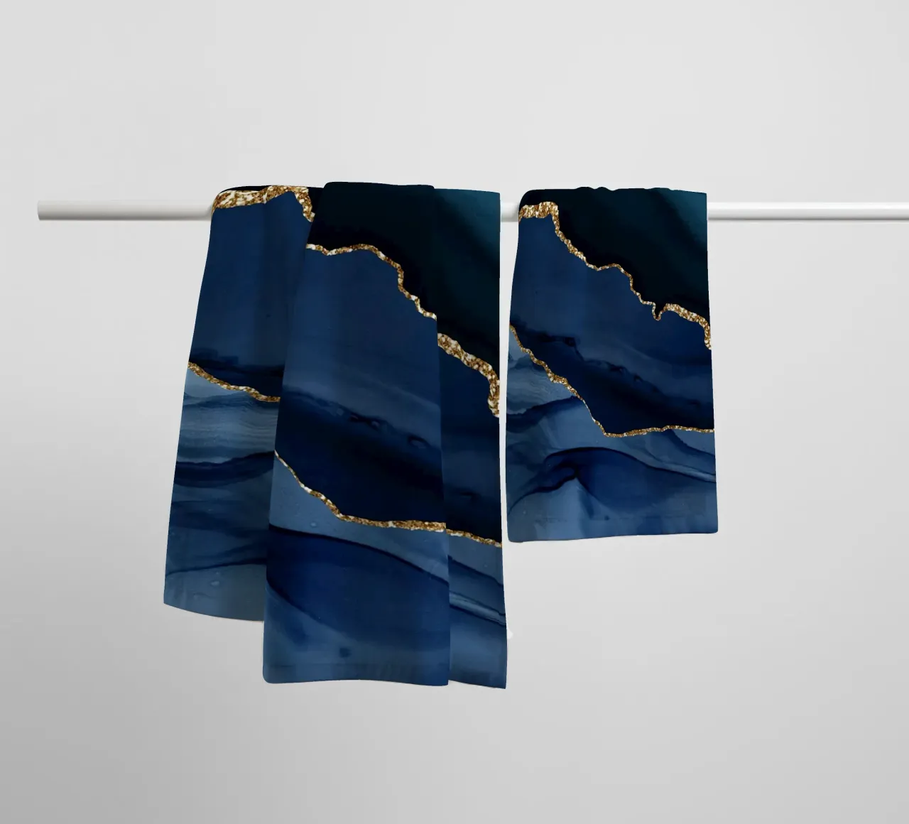 Navy & Gold Agate Texture 12 towel by Gemstone Textures