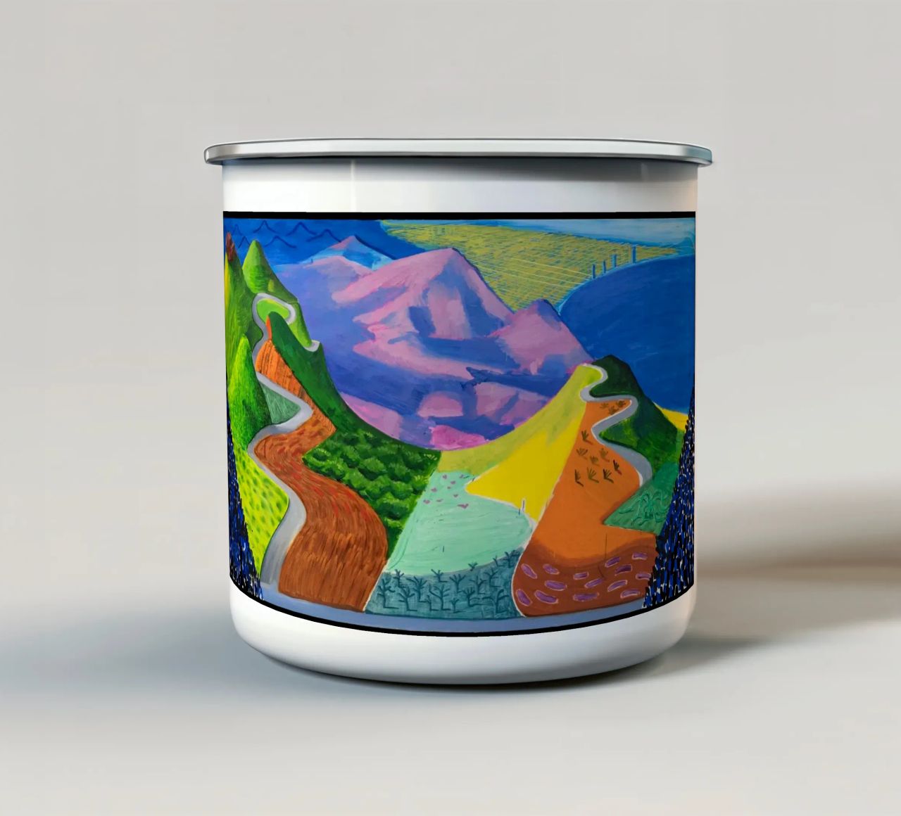 Un viaggio su strada tazza in smalto da khanrosie