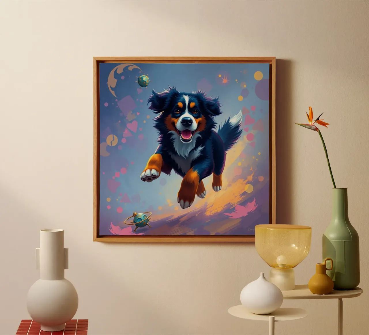 Beautiful Bernese Mountain Dog #134 canvas with Floater frame by Yumis.Beargang.and.Me