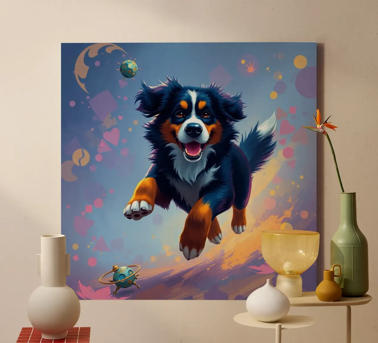 Beautiful Bernese Mountain Dog #134 canvas with Floater frame by Yumis.Beargang.and.Me