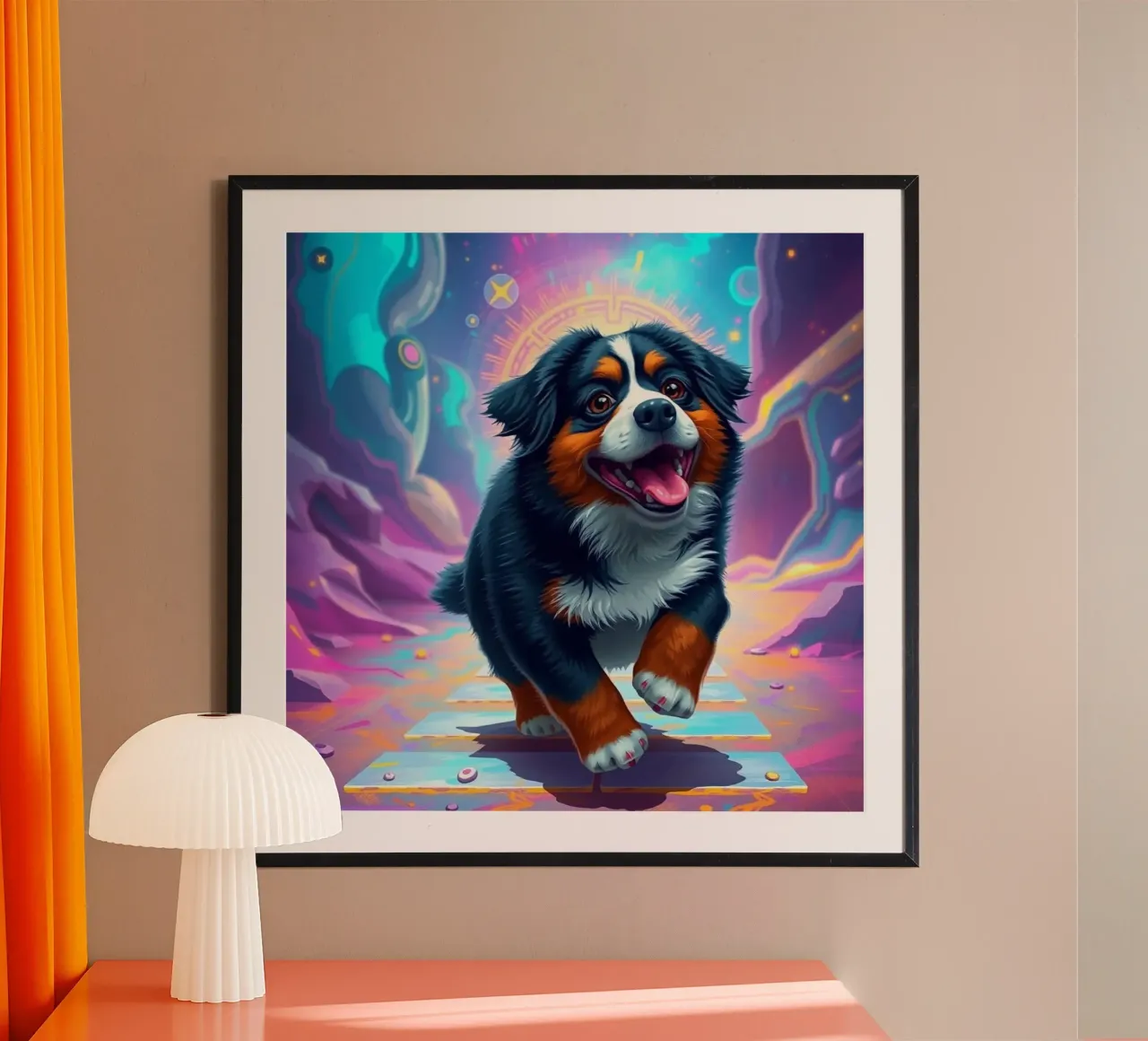 Bellissimo cane da montagna bernese #135 poster con telaio in plastica da Yumis.Beargang.and.Me