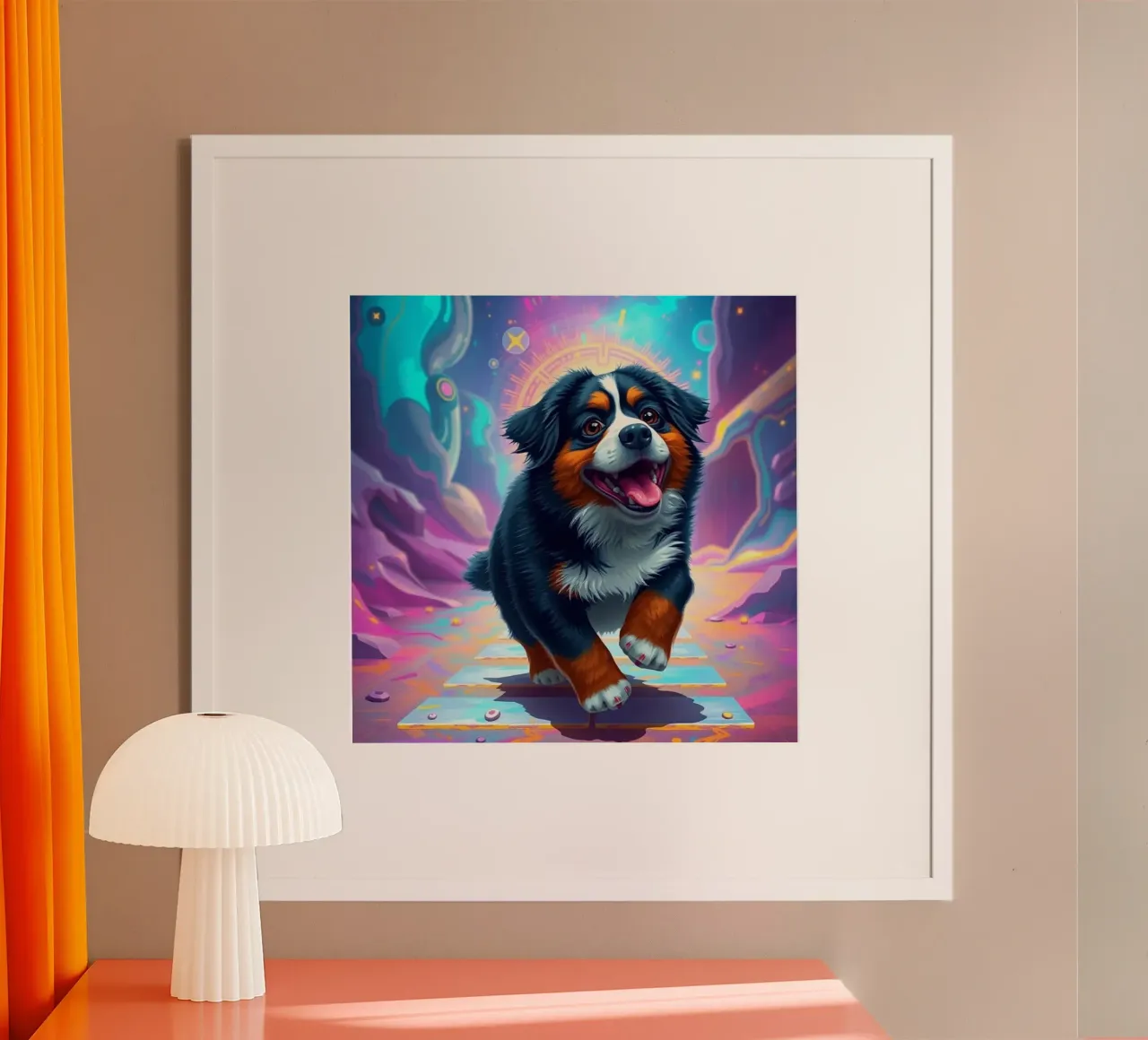 Bellissimo cane da montagna bernese #135 poster con telaio in plastica da Yumis.Beargang.and.Me