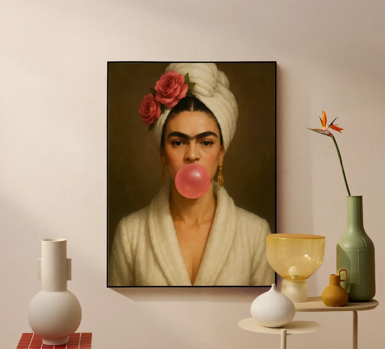 RITRATTO DI FRIDA KAHLO CON GOMMA DA MASTICARE plexiglass da ARTOMATIC