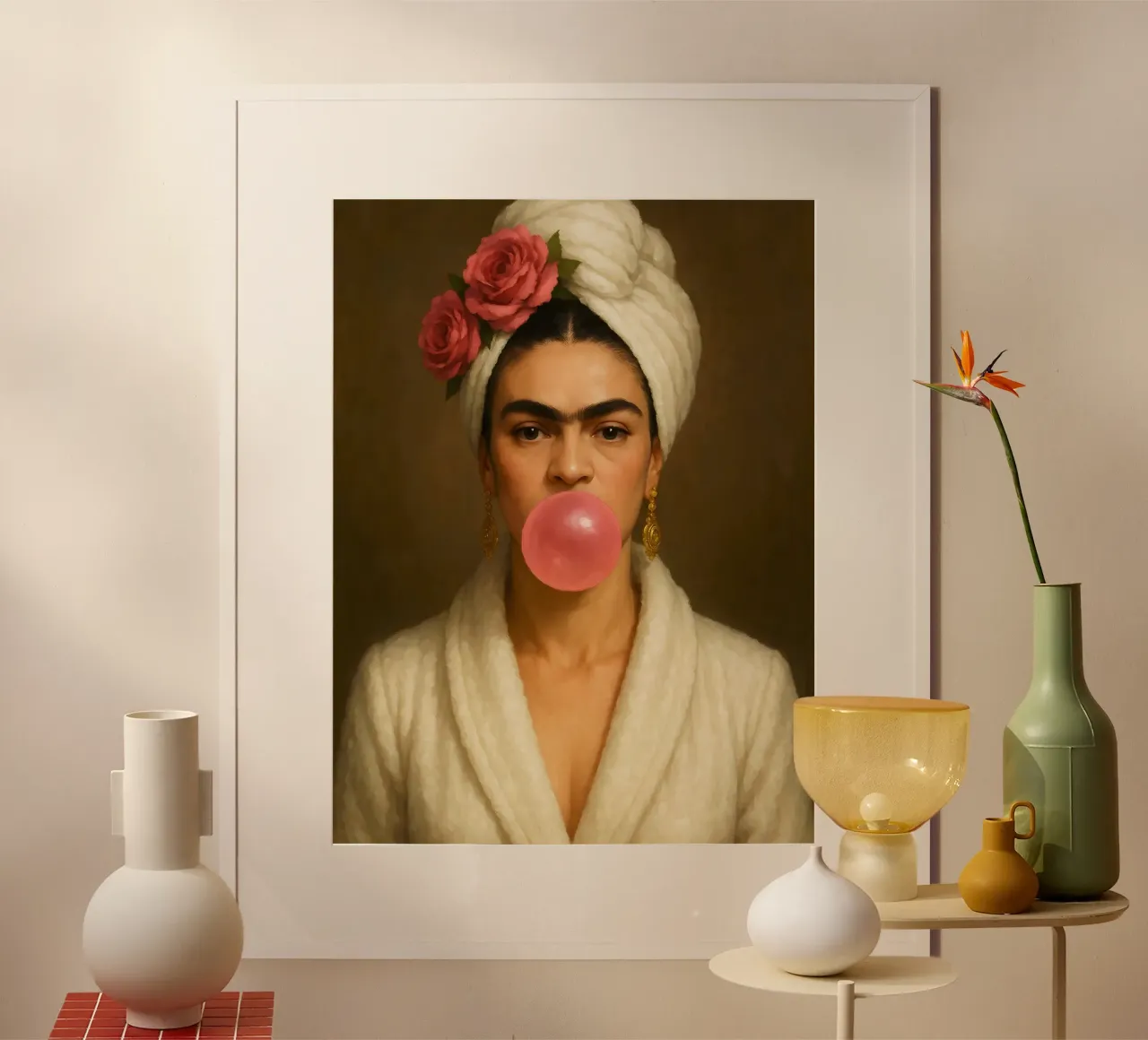 RITRATTO DI FRIDA KAHLO CON GOMMA DA MASTICARE carta hahnemühle da ARTOMATIC