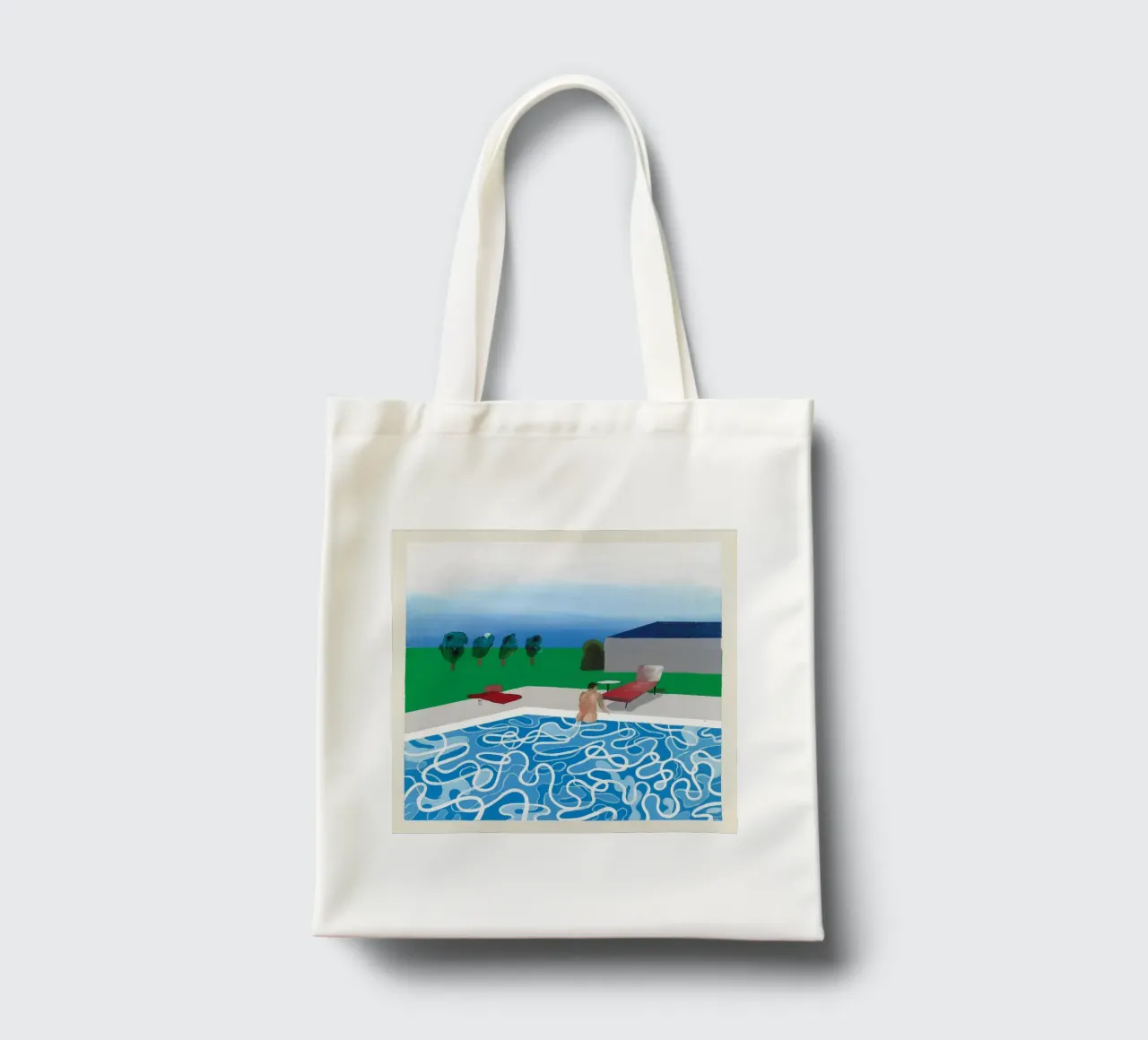 pool with one figures tote bag by khanrosie