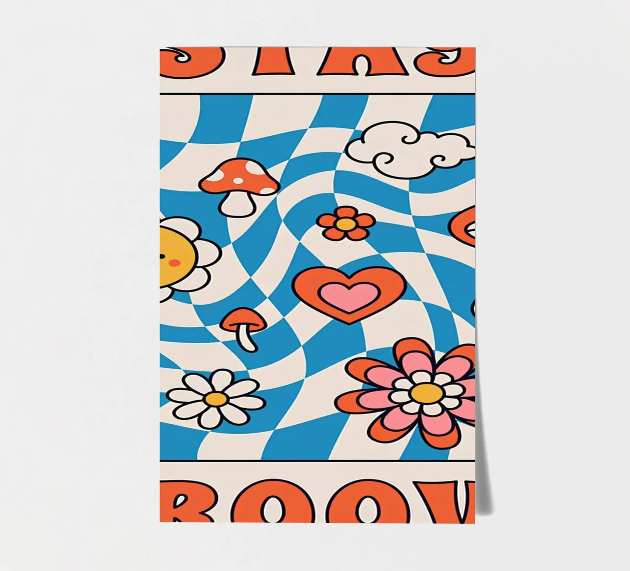 "Stay Groovy" Retro Psychedelic Kunst - Indie Checkerboard & M Stickerbogen von NorwesClub