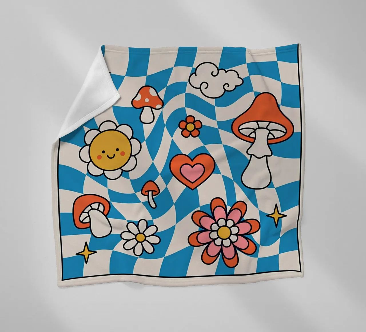 "Stay Groovy" Retro Psychedelic Kunst - Indie Checkerboard & M Fleecedecke von NorwesClub