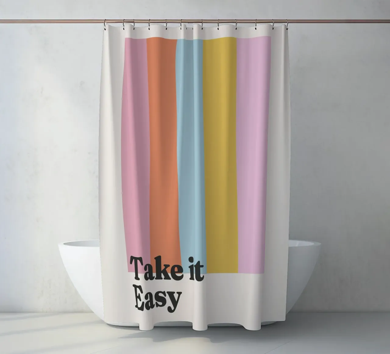 Cita de Take It Easy cortina de baño de Paigaam Studio