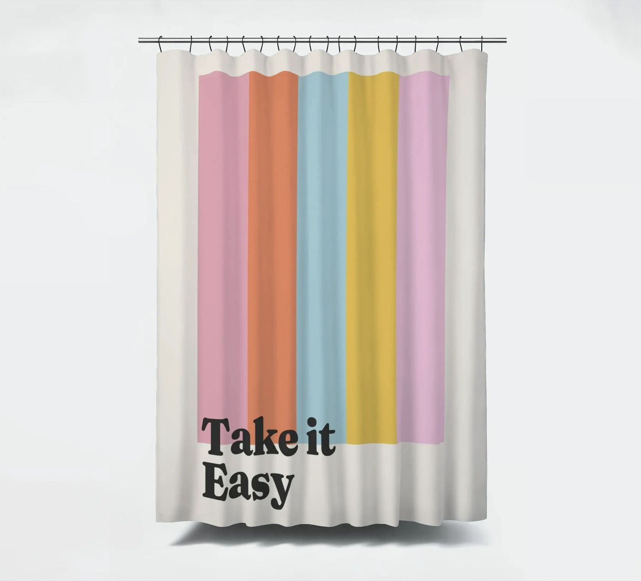 Take It Easy Zitat Duschvorhang von Paigaam Studio