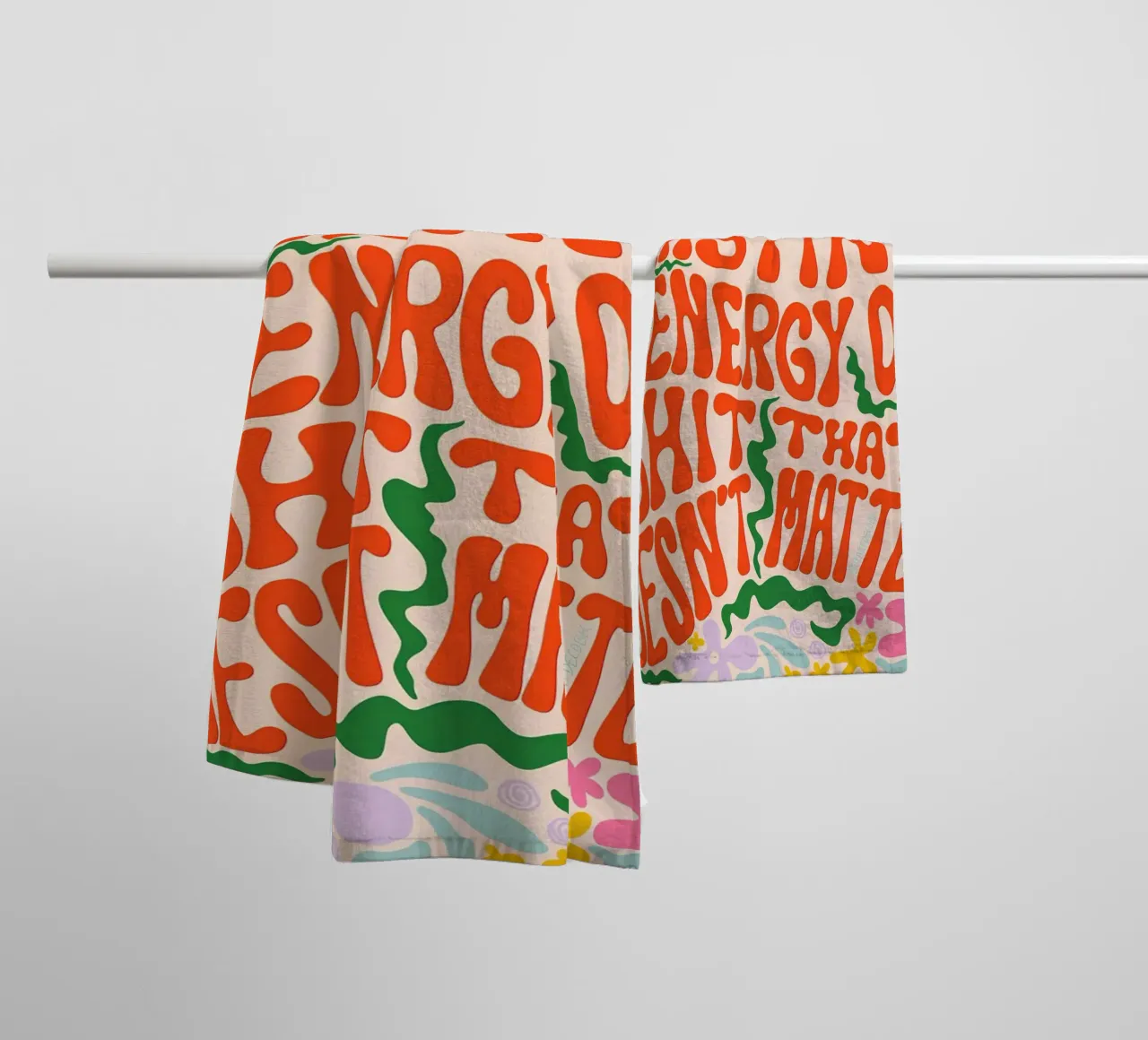 "Stop Wasting Energy" Kelli Laderer - Bold Affirmation Art towel by NorwesClub