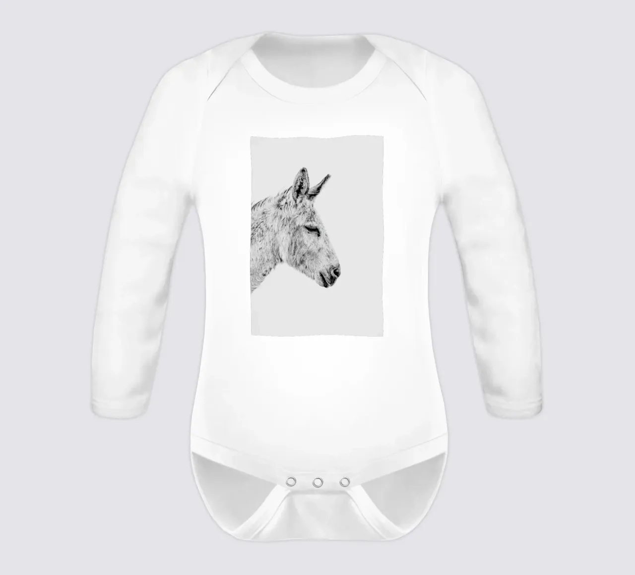 Donkey II long-sleeve baby romper by Paws & Claws