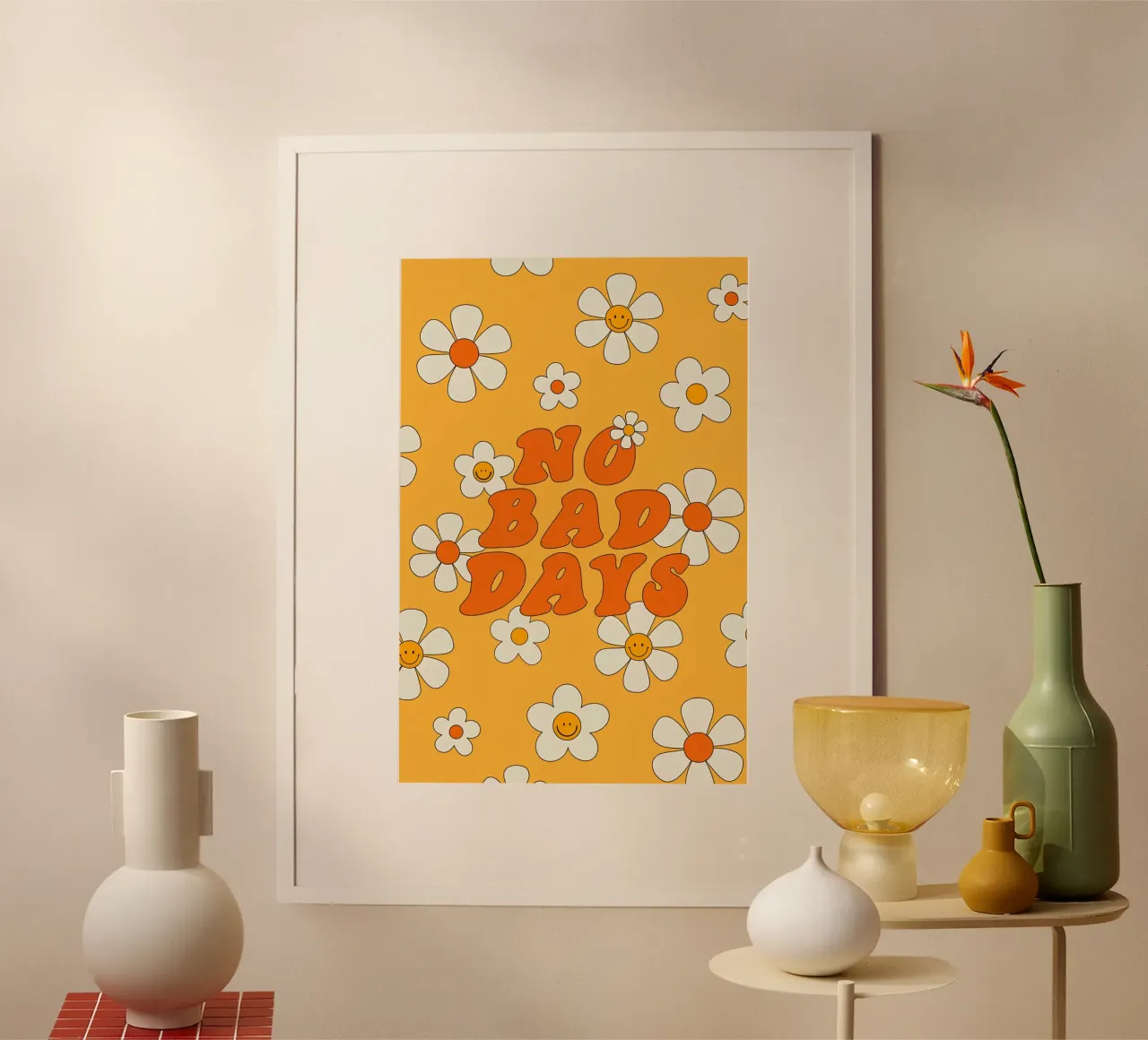 Daisy Retro Art "No Bad Days" - Estetica Happy Floral Poste poster da NorwesClub
