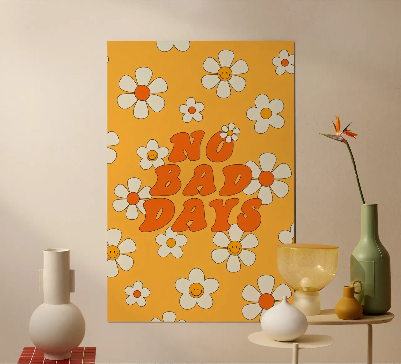 Daisy Retro Art "No Bad Days" - Estetica Happy Floral Poste poster da NorwesClub