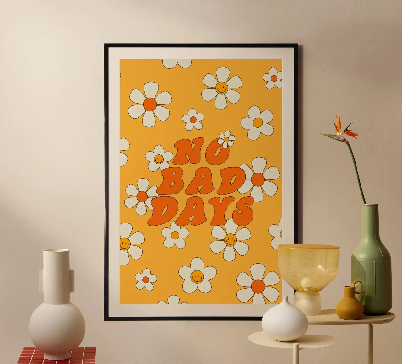 Daisy Retro Art "No Bad Days" - Estetica Happy Floral Poste poster da NorwesClub