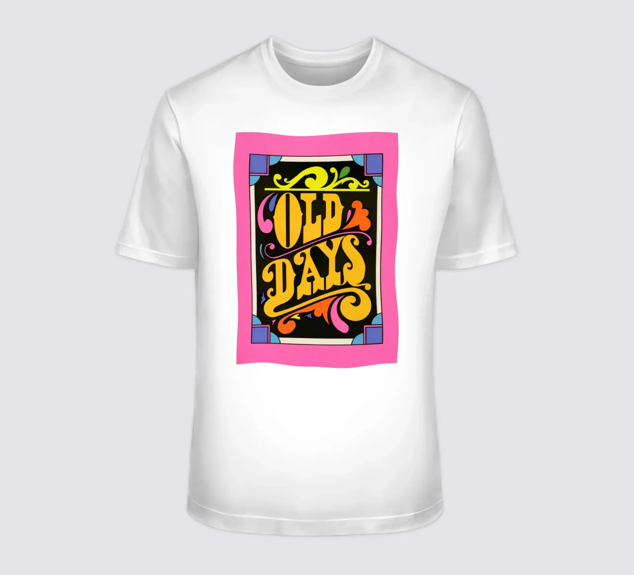 "Old Days" Stampa pop art neon con scritte psichedeliche retrò t-shirt da NorwesClub