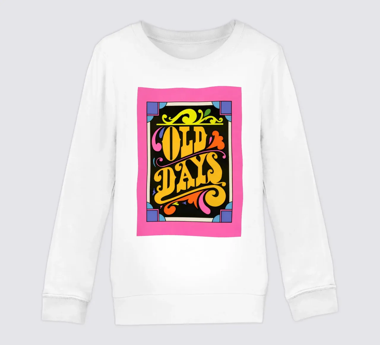 "Old Days" Stampa pop art neon con scritte psichedeliche retrò felpa bambino da NorwesClub