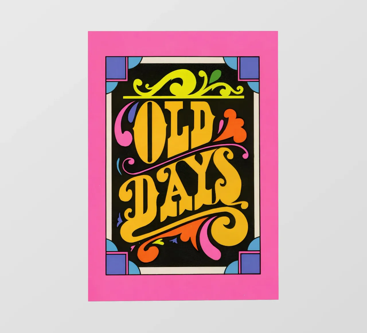 "Old Days" Stampa pop art neon con scritte psichedeliche retrò telo in pvc da NorwesClub