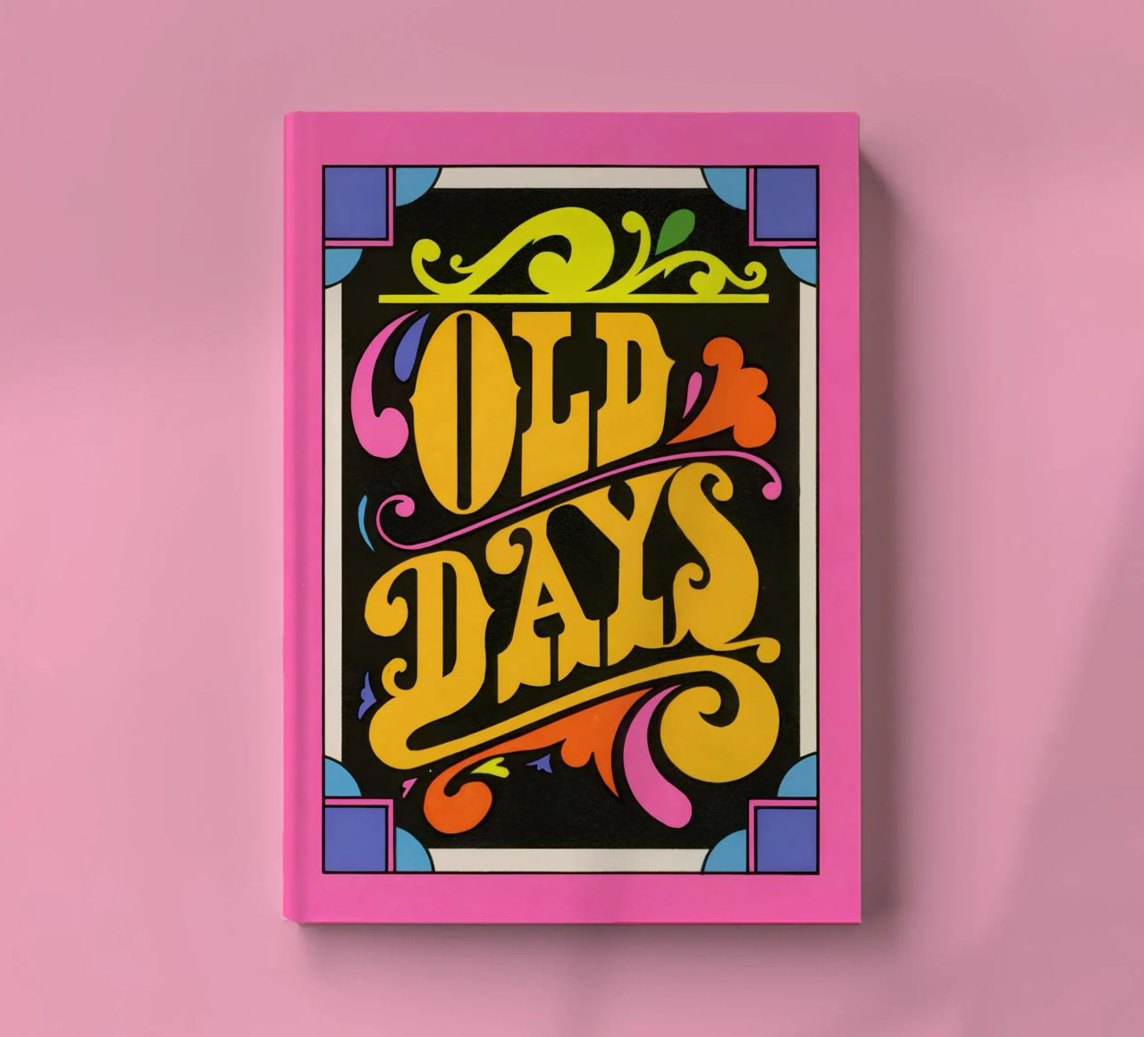 "Old Days" Retro Psychedelic Lettering Neon Pop Art Print notebook by NorwesClub