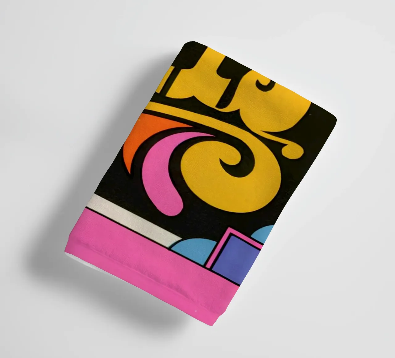 "Old Days" Retro Psychedelic Lettering Neon Pop Art Print towel by NorwesClub