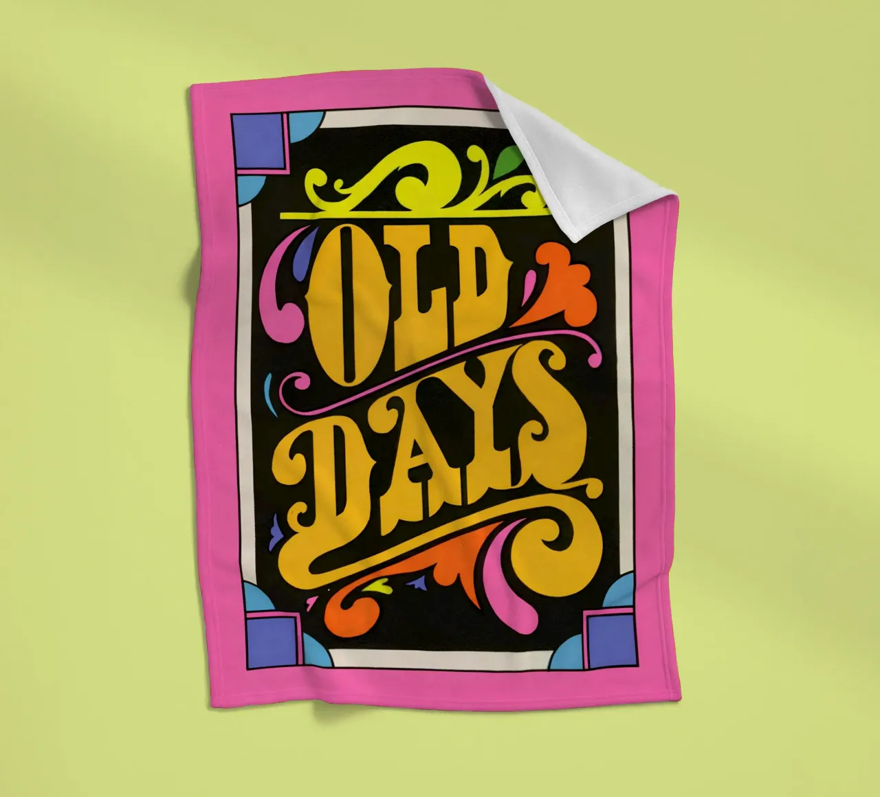 "Old Days" Stampa pop art neon con scritte psichedeliche retrò coperta in pile da NorwesClub