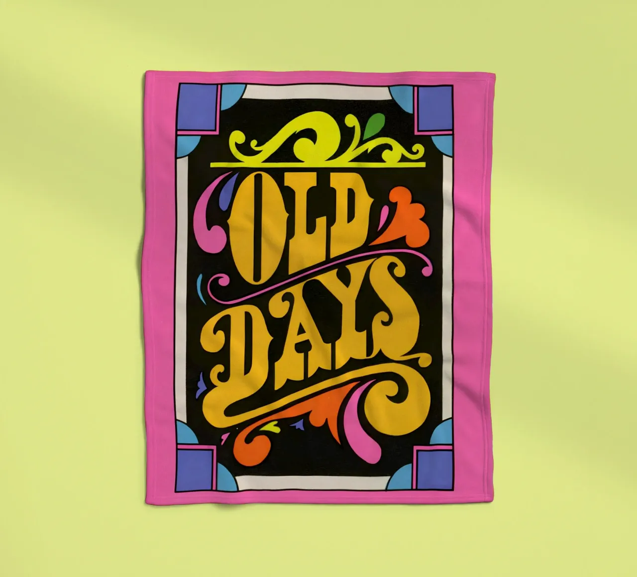 "Old Days" Stampa pop art neon con scritte psichedeliche retrò coperta in pile da NorwesClub