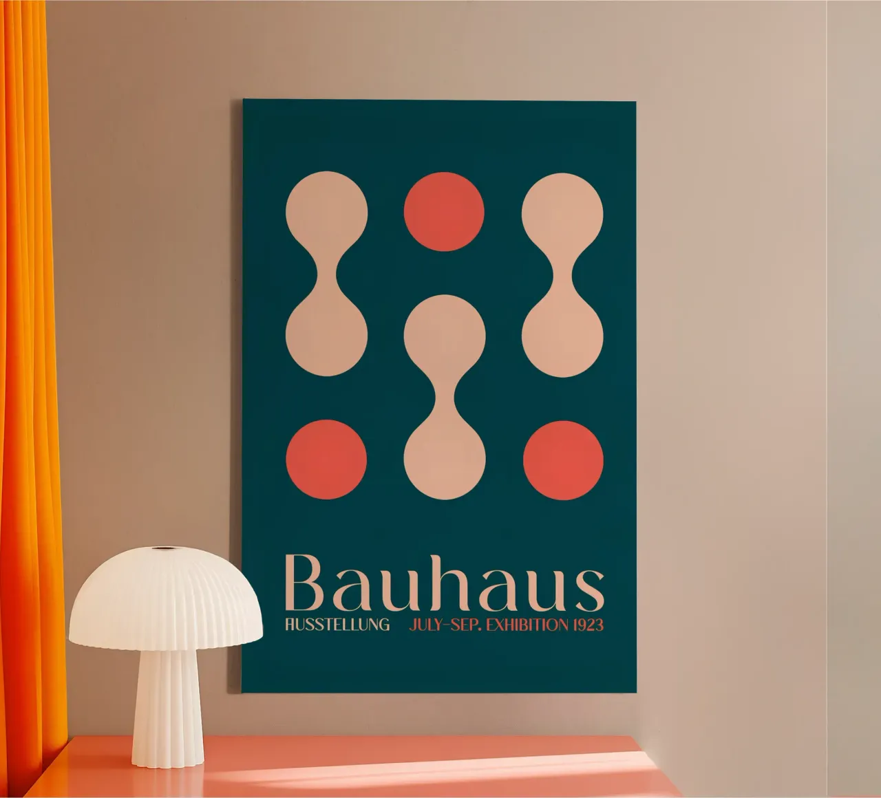 Bauhaus Tentoonstelling 1923 Mid-Century Minimalistisch Abstract Prin canvas met Baklijst van NorwesClub